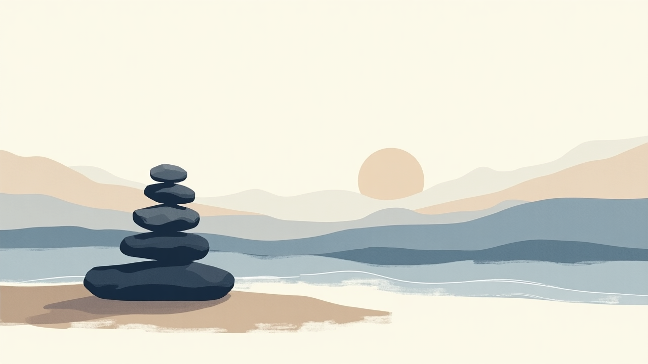 Fondo zen con elementos digitales